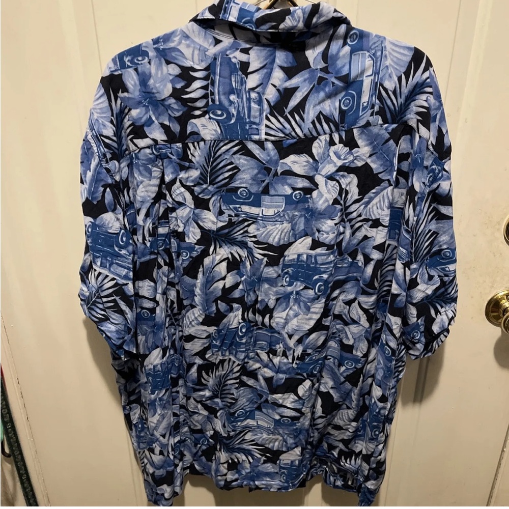 Panama Jack Mens 3XL Blue Hawaiian Short Sleeve Floral Shirt W/ Truck Tropical